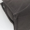 HERMES Her Line MM Hand Bag Canvas Gray Silver Auth 140108-16