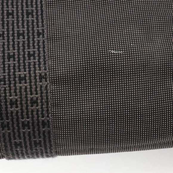 HERMES Her Line MM Hand Bag Canvas Gray Silver Auth 140108