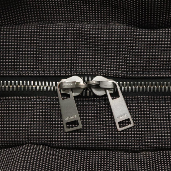 HERMES Her Line MM Hand Bag Canvas Gray Silver Auth 140108