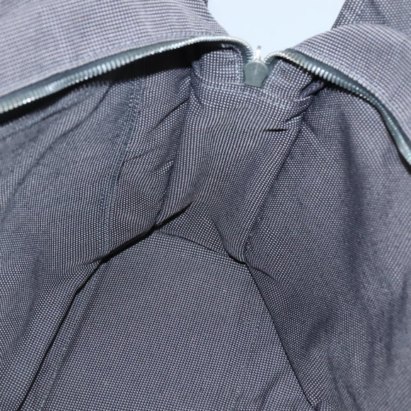 HERMES Her Line MM Hand Bag Canvas Gray Silver Auth 140108