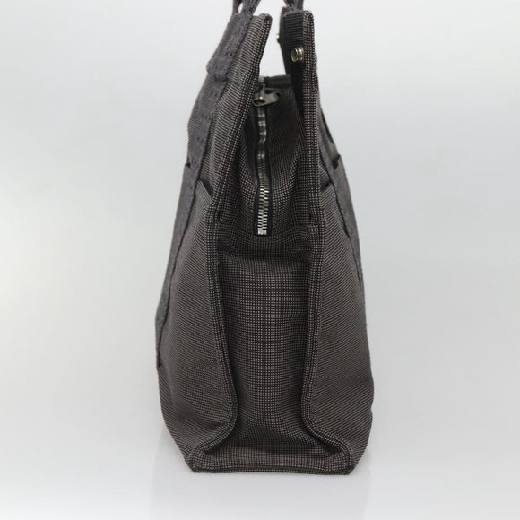 HERMES Her Line MM Hand Bag Canvas Gray Silver Auth 140108