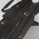 HERMES Her Line MM Hand Bag Canvas Gray Silver Auth 140108-6