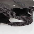 HERMES Her Line MM Hand Bag Canvas Gray Silver Auth 140108-7