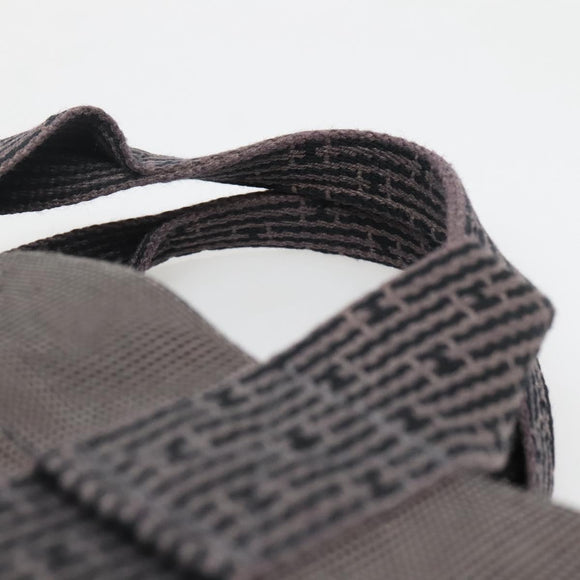 HERMES Her Line MM Hand Bag Canvas Gray Silver Auth 140108