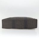HERMES Her Line MM Hand Bag Canvas Gray Silver Auth 140108-5