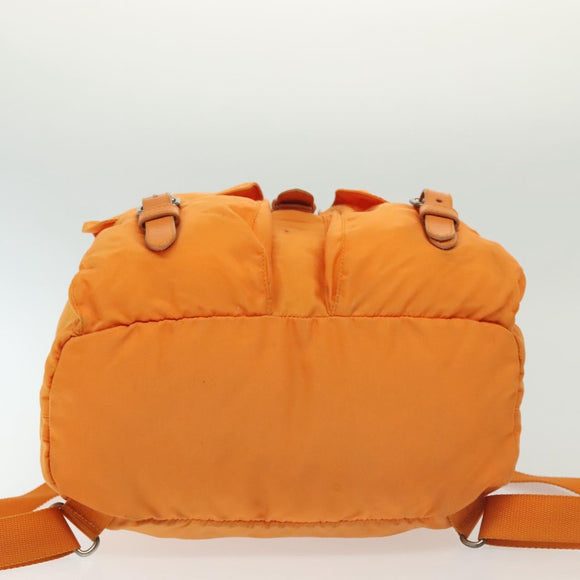 PRADA Backpack Nylon Orange Silver Auth 140110
