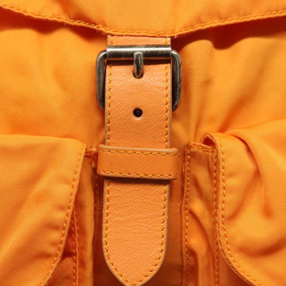 PRADA Backpack Nylon Orange Silver Auth 140110