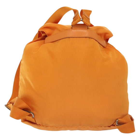 PRADA Backpack Nylon Orange Silver Auth 140110