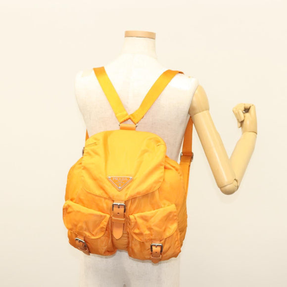 PRADA Backpack Nylon Orange Silver Auth 140110