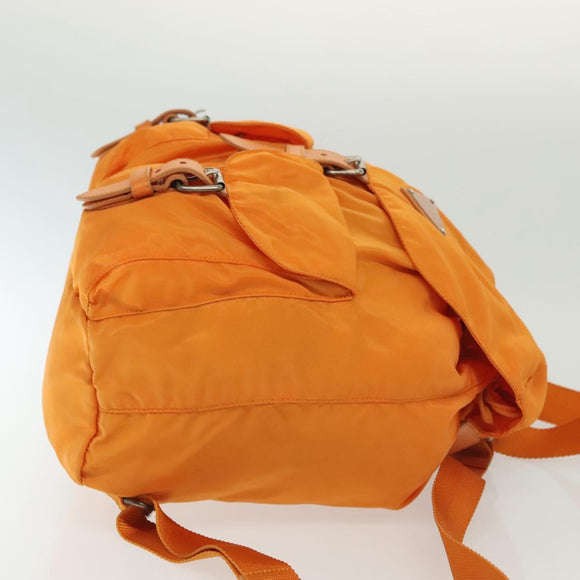 PRADA Backpack Nylon Orange Silver Auth 140110