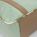 FENDI Zucchino Canvas Hand Bag Coated Canvas Peppermint Gold Auth 140112-11