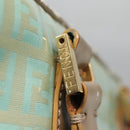 FENDI Zucchino Canvas Hand Bag Coated Canvas Peppermint Gold Auth 140112-15