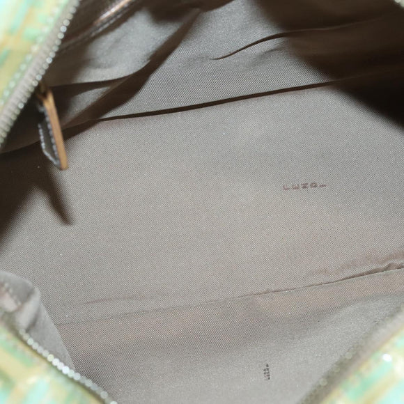 FENDI Zucchino Canvas Hand Bag Coated Canvas Peppermint Gold Auth 140112