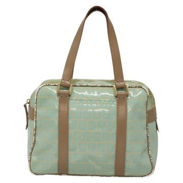 FENDI Zucchino Canvas Hand Bag Coated Canvas Peppermint Gold Auth 140112 - 0