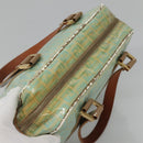 FENDI Zucchino Canvas Hand Bag Coated Canvas Peppermint Gold Auth 140112-6