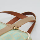 FENDI Zucchino Canvas Hand Bag Coated Canvas Peppermint Gold Auth 140112-8