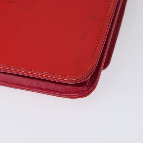 CHANEL Chain Shoulder Wallet Enamel Pink Silver CC Auth 140117