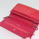 CHANEL Chain Shoulder Wallet Enamel Pink Silver CC Auth 140117-9