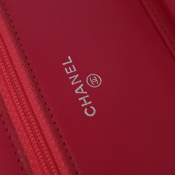CHANEL Chain Shoulder Wallet Enamel Pink Silver CC Auth 140117