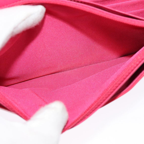 CHANEL Chain Shoulder Wallet Enamel Pink Silver CC Auth 140117