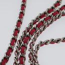 CHANEL Chain Shoulder Wallet Enamel Pink Silver CC Auth 140117-14