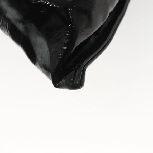 CHANEL Chain Shoulder Bag Enamel Black Silver CC Auth 140118