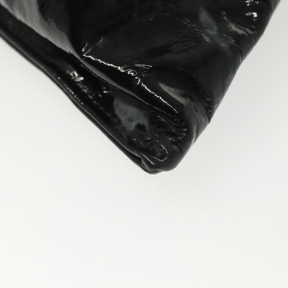 CHANEL Chain Shoulder Bag Enamel Black Silver CC Auth 140118