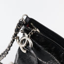 CHANEL Chain Shoulder Bag Patent leather Black Silver CC Auth 140118-10