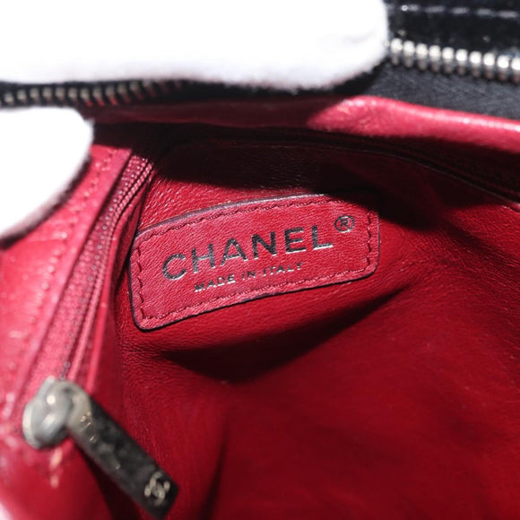 CHANEL Chain Shoulder Bag Patent leather Black Silver CC Auth 140118