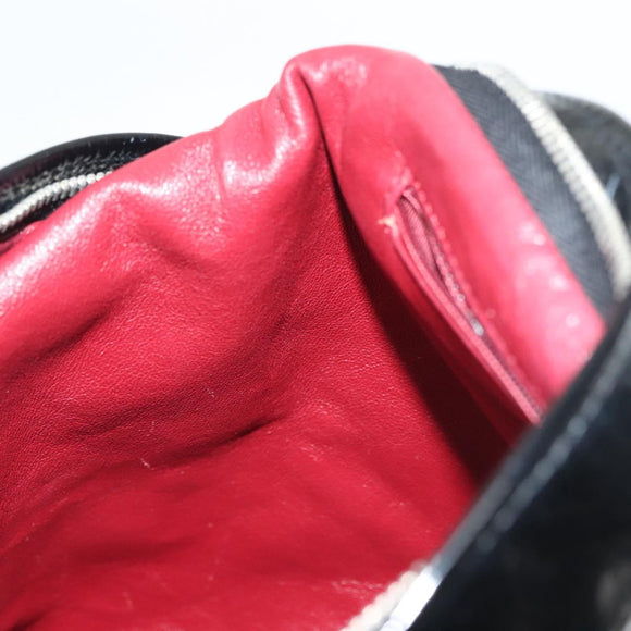 CHANEL Chain Shoulder Bag Enamel Black Silver CC Auth 140118