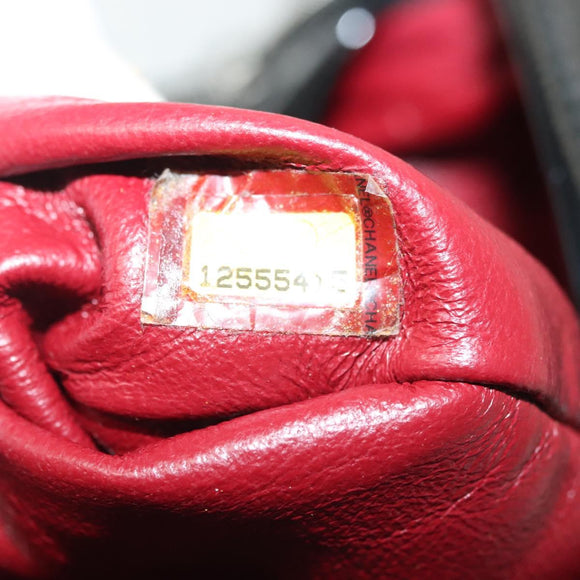 CHANEL Chain Shoulder Bag Enamel Black Silver CC Auth 140118