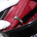 CHANEL Chain Shoulder Bag Patent leather Black Silver CC Auth 140118-12