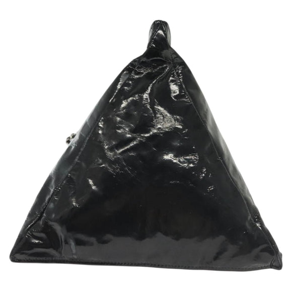 CHANEL Chain Shoulder Bag Enamel Black Silver CC Auth 140118