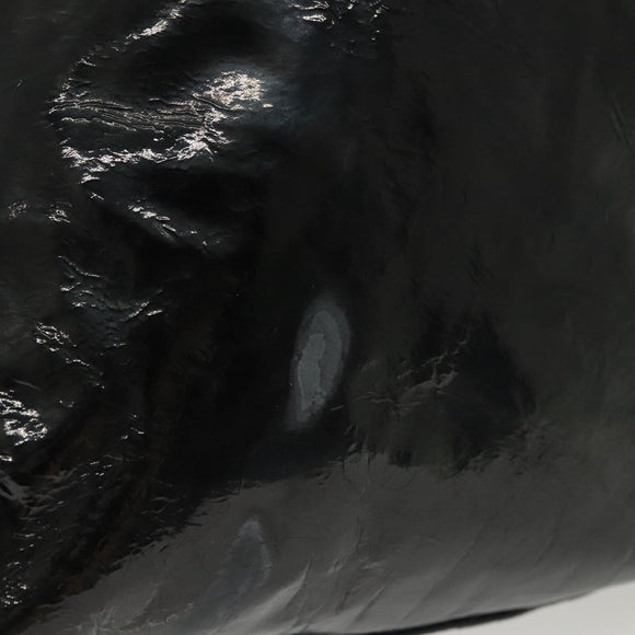 CHANEL Chain Shoulder Bag Enamel Black Silver CC Auth 140118