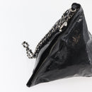 CHANEL Chain Shoulder Bag Patent leather Black Silver CC Auth 140118-7