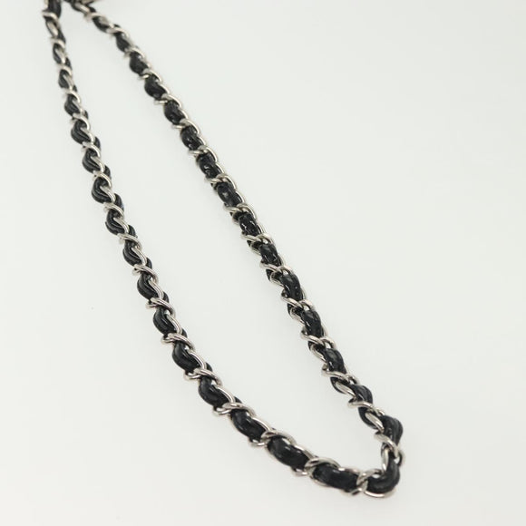 CHANEL Chain Shoulder Bag Enamel Black Silver CC Auth 140118