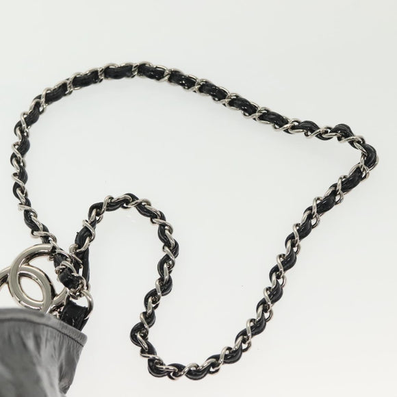 CHANEL Chain Shoulder Bag Enamel Black Silver CC Auth 140118