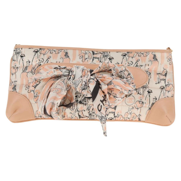 CHANEL Chain Shoulder Bag Silk Pink Gold CC Auth 140122SAV