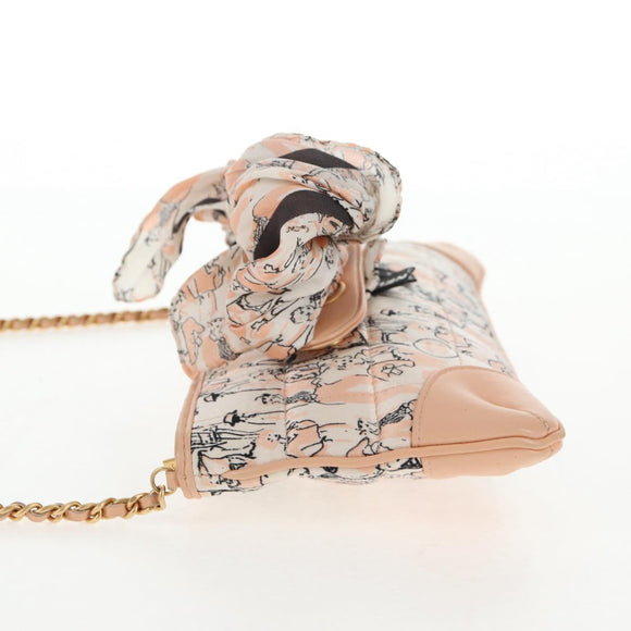 CHANEL Chain Shoulder Bag Silk Pink Gold CC Auth 140122V