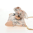 CHANEL Chain Shoulder Bag Silk Pink Gold CC Auth 140122V-5