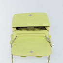 CHANEL Matelasse Chain Shoulder Bag Lamb Skin LIme Green Silver CC Auth 140123V-15