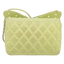 CHANEL Matelasse Chain Shoulder Bag Lamb Skin LIme Green Silver CC Auth 140123V-3