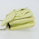 CHANEL Matelasse Chain Shoulder Bag Lamb Skin LIme Green Silver CC Auth 140123V-5