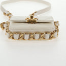 CHANEL Chain Matelasse Shoulder Bag Lamb Skin White Gold CC Auth 140124M-6