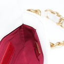 CHANEL Chain Matelasse Shoulder Bag Lamb Skin White Gold CC Auth 140124M-24