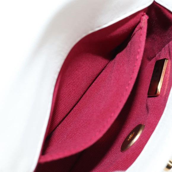 CHANEL Chain Matelasse Shoulder Bag Lamb Skin White Gold CC Auth 140124M