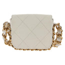 CHANEL Chain Matelasse Shoulder Bag Lamb Skin White Gold CC Auth 140124M-3