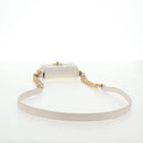 CHANEL Chain Matelasse Shoulder Bag Lamb Skin White Gold CC Auth 140124M-8