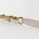 CHANEL Chain Matelasse Shoulder Bag Lamb Skin White Gold CC Auth 140124M-9