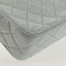 CHANEL Matelasse Chain Shoulder Bag Lamb Skin Light Blue Gold CC Auth 140125V-17